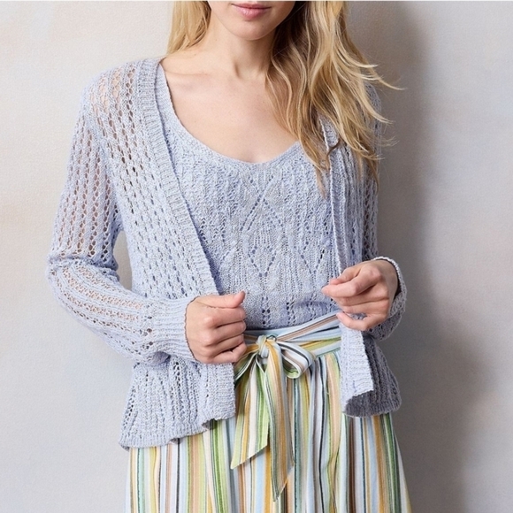 LC Lauren Conrad Sweaters - Womens LC Lauren Conrad Flounce Ruffle Cardigan | Abigail Blue | XS